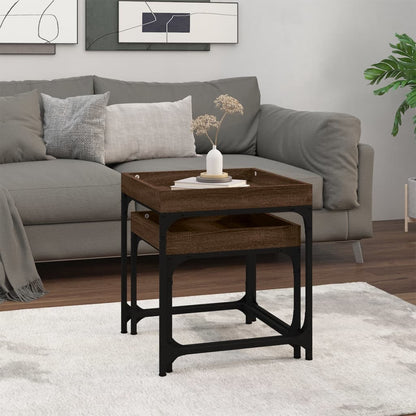 Tavolini 2 pz Rovere Marrone in Legno Multistrato | homemem39