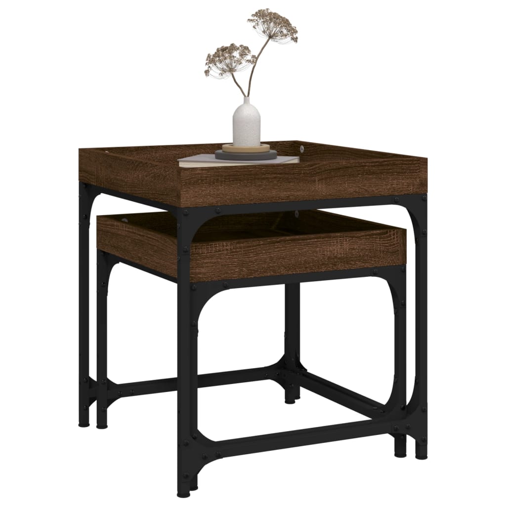 Tavolini 2 pz Rovere Marrone in Legno Multistrato | homemem39
