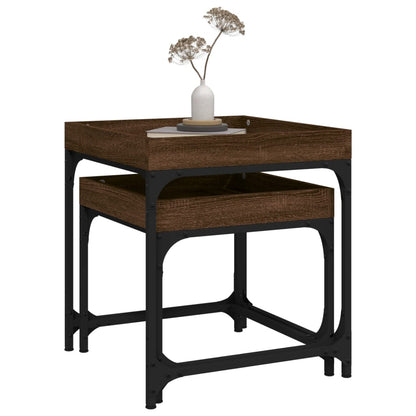 Tavolini 2 pz Rovere Marrone in Legno Multistrato | homemem39