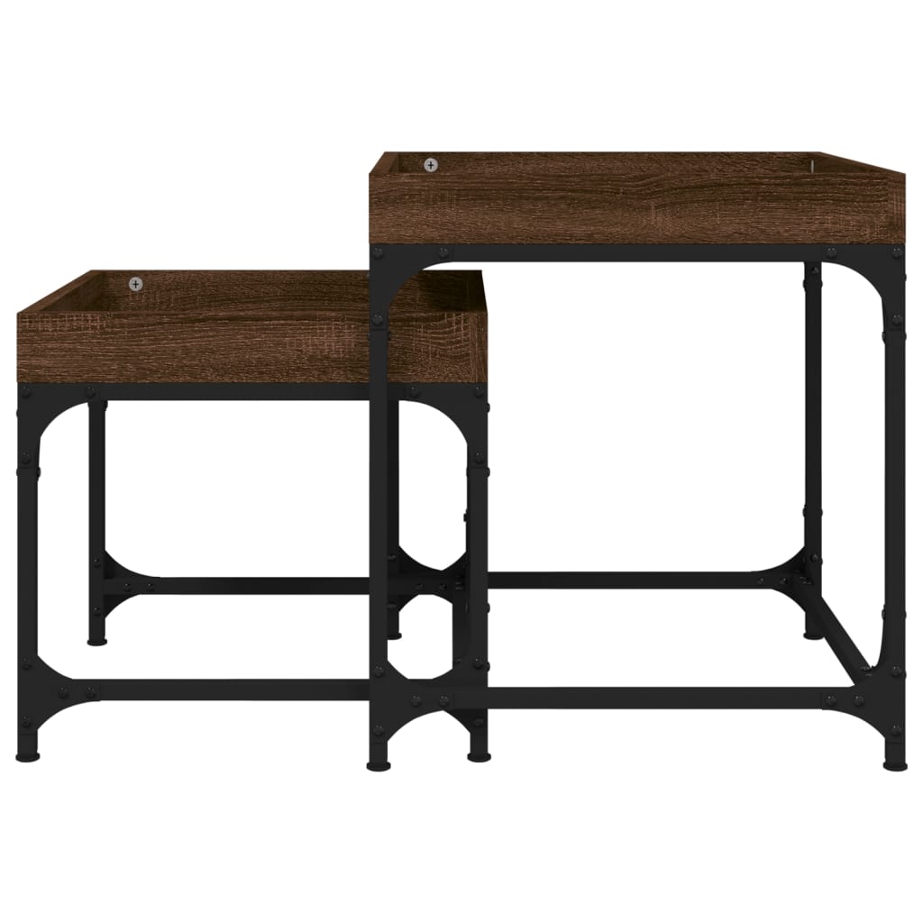 Tavolini 2 pz Rovere Marrone in Legno Multistrato | homemem39