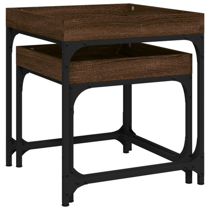 Tavolini 2 pz Rovere Marrone in Legno Multistrato | homemem39