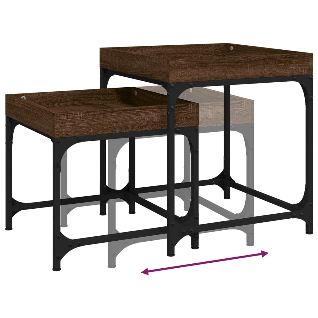 Tavolini 2 pz Rovere Marrone in Legno Multistrato | homemem39