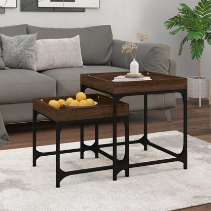 Tavolini 2 pz Rovere Marrone in Legno Multistrato | homemem39