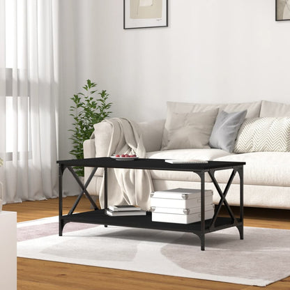 Tavolino da Salotto Nero 100x50x45 cm Legno Multistrato e Ferro | homemem39