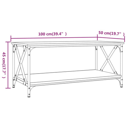 Tavolino da Salotto Nero 100x50x45 cm Legno Multistrato e Ferro | homemem39