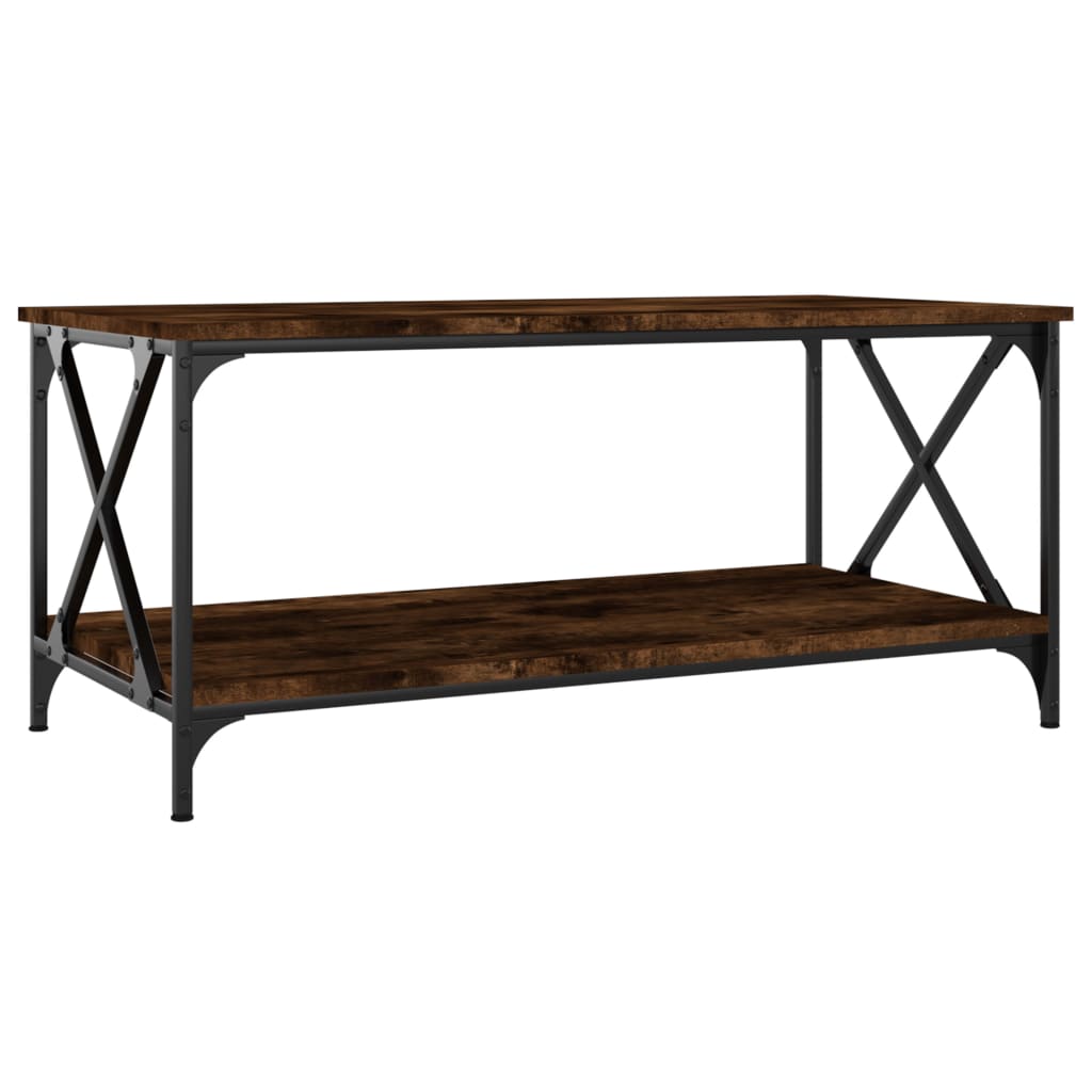 Tavolino Rovere Fumo 100x50x45 cm in Legno Multistrato e Ferro | homemem39