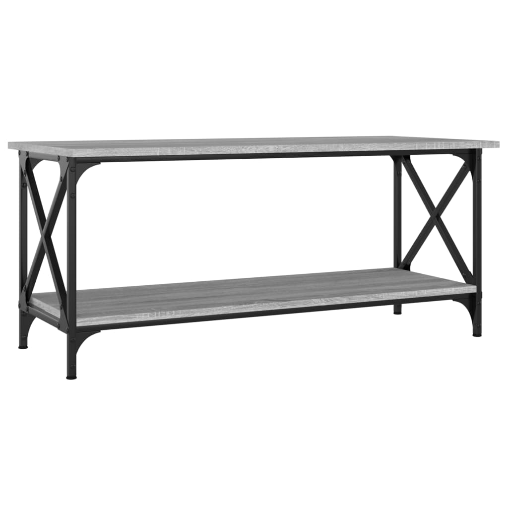 Tavolino Grigio Sonoma 100x45x45cm in Legno Multistrato e Ferro | homemem39