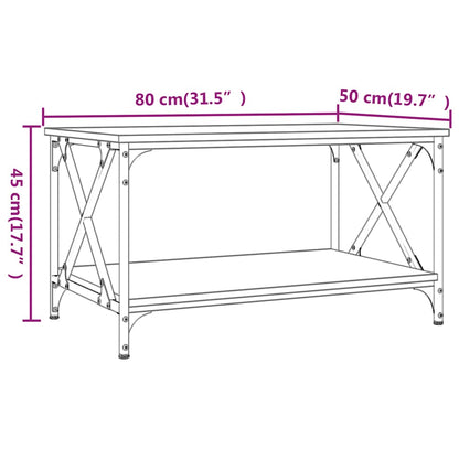 Tavolino da Salotto Nero 80x50x45 cm Legno Multistrato e Ferro | homemem39