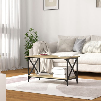 Tavolino Rovere Sonoma 80x45x45 cm in Legno Multistrato e Ferro | homemem39