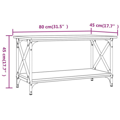 Tavolino Grigio Sonoma 80x45x45cm in Legno Multistrato e Ferro | homemem39