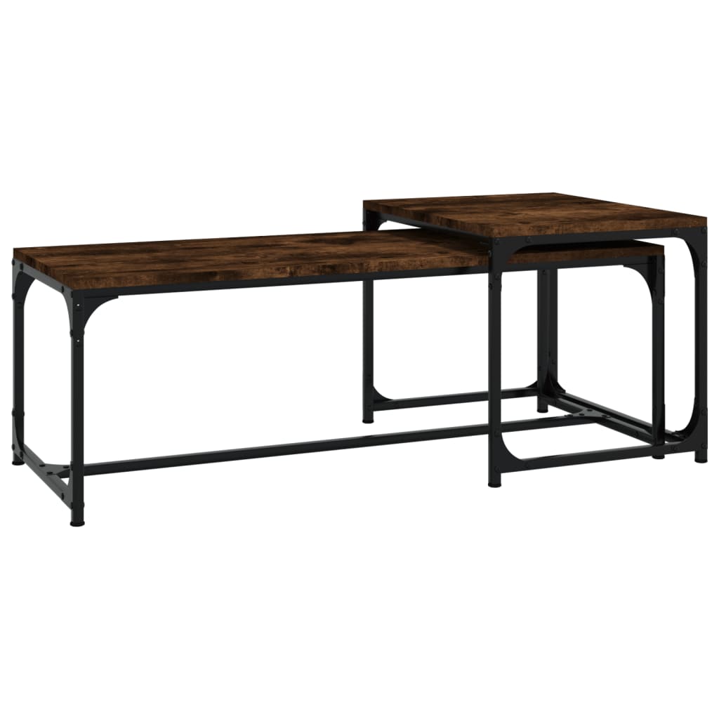 Tavolini da Salotto 2 pz Rovere Fumo in Legno Multistrato | homemem39