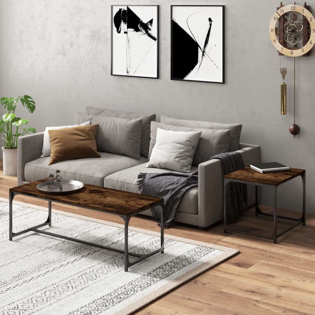 Tavolini da Salotto 2 pz Rovere Fumo in Legno Multistrato | homemem39