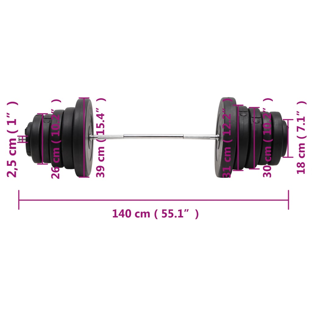 Bilanciere con Dischi 90 kg | homemem39