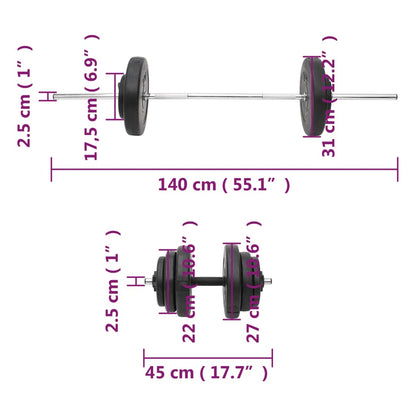 Set Bilanciere e Manubri con Dischi 60 kg - homemem39