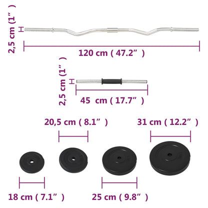 Set Bilanciere e Manubri con Dischi 60 kg | homemem39