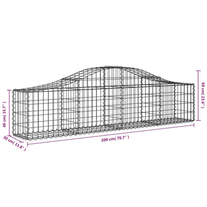 Cesti Gabbioni ad Arco 5 pz 200x30x40/60 cm Ferro Zincato