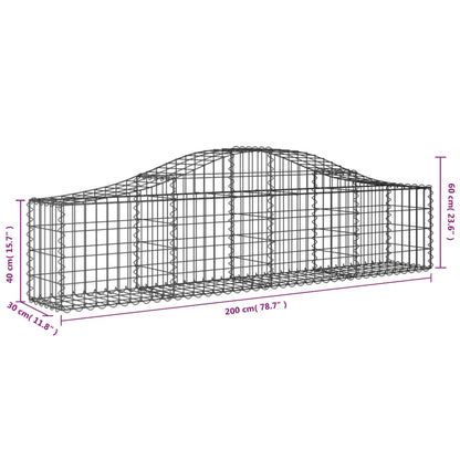 Cesti Gabbioni ad Arco 10 pz 200x30x40/60 cm Ferro Zincato