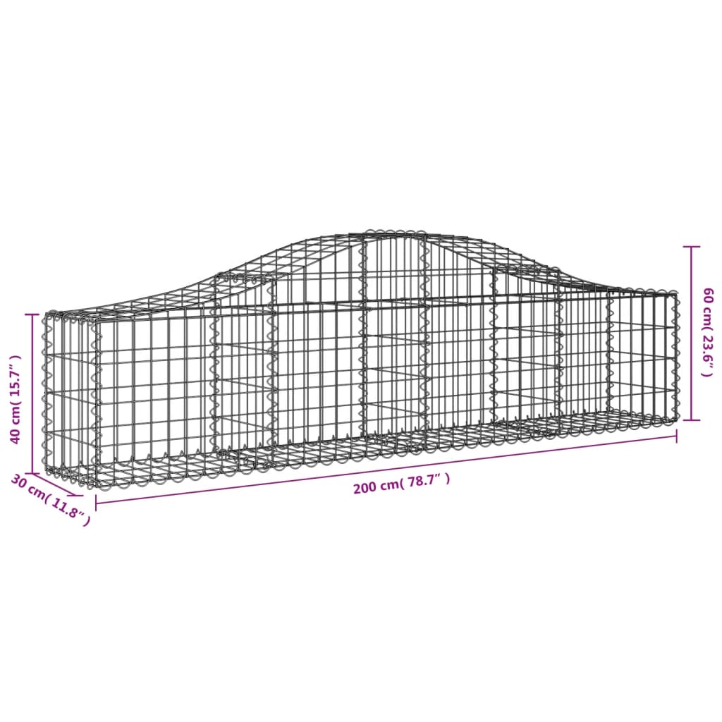 Cesti Gabbioni ad Arco 18 pz 200x30x40/60 cm Ferro Zincato