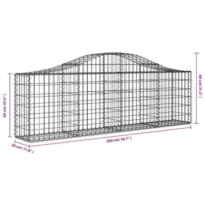 Cesti Gabbioni ad Arco 14 pz 200x30x60/80 cm Ferro Zincato