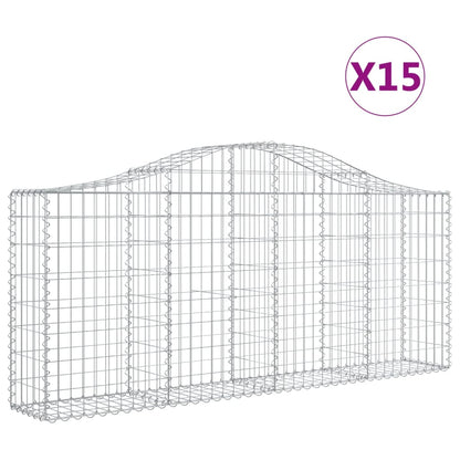 Cesti Gabbioni ad Arco 15 pz 200x30x80/100 cm Ferro Zincato - homemem39