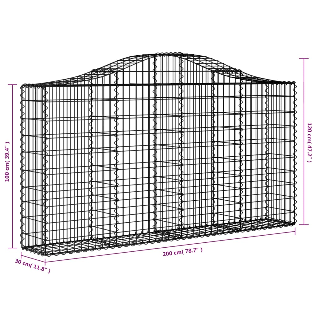 Cesti Gabbioni ad Arco 50 pz 200x30x100/120 cm Ferro Zincato - homemem39