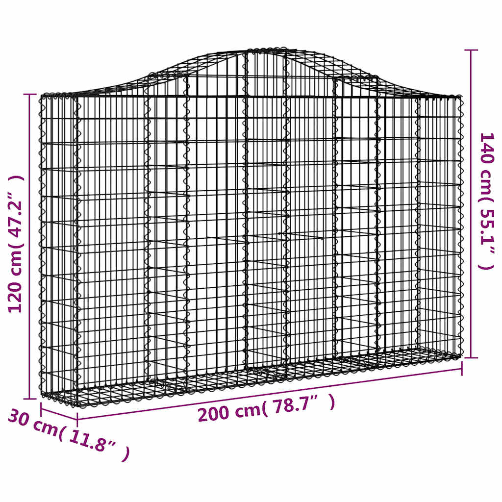 Cesti Gabbioni ad Arco 2 pz 200x30x120/140 cm Ferro Zincato | homemem39