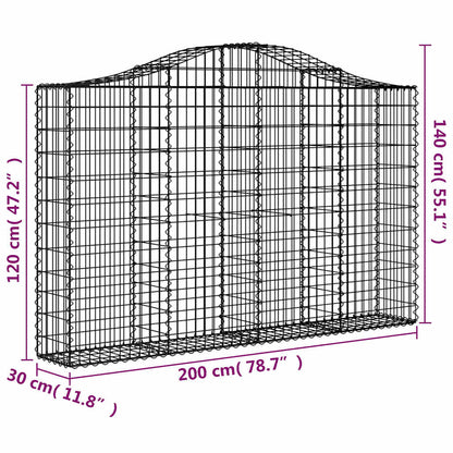 Cesti Gabbioni ad Arco 2 pz 200x30x120/140 cm Ferro Zincato | homemem39