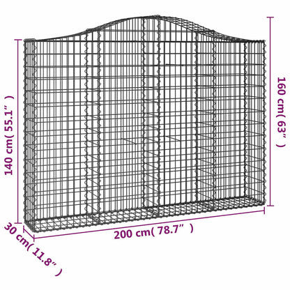 Cesti Gabbioni ad Arco 9 pz 200x30x140/160 cm Ferro Zincato