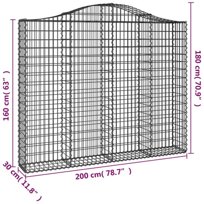 Cesti Gabbioni ad Arco 5 pz 200x30x160/180 cm Ferro Zincato