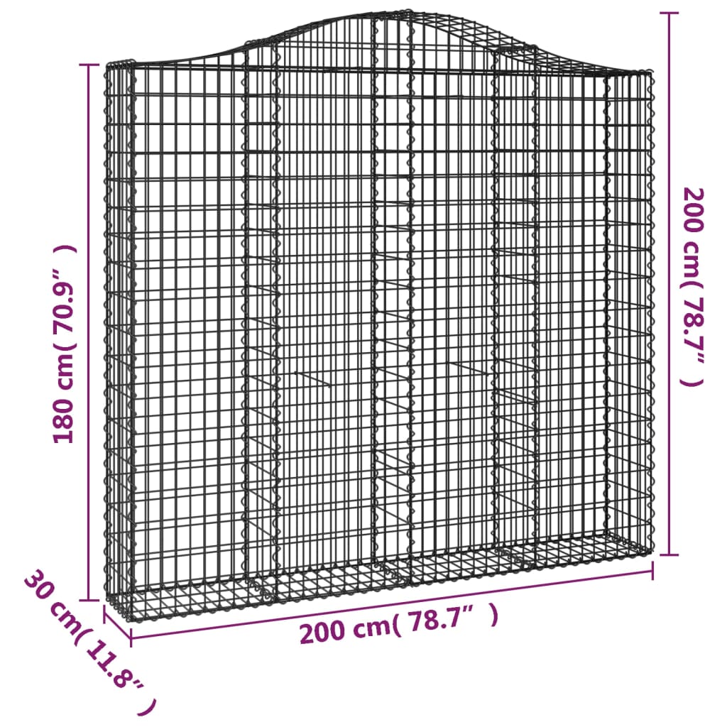 Cesti Gabbioni ad Arco 7 pz 200x30x180/200 cm Ferro Zincato