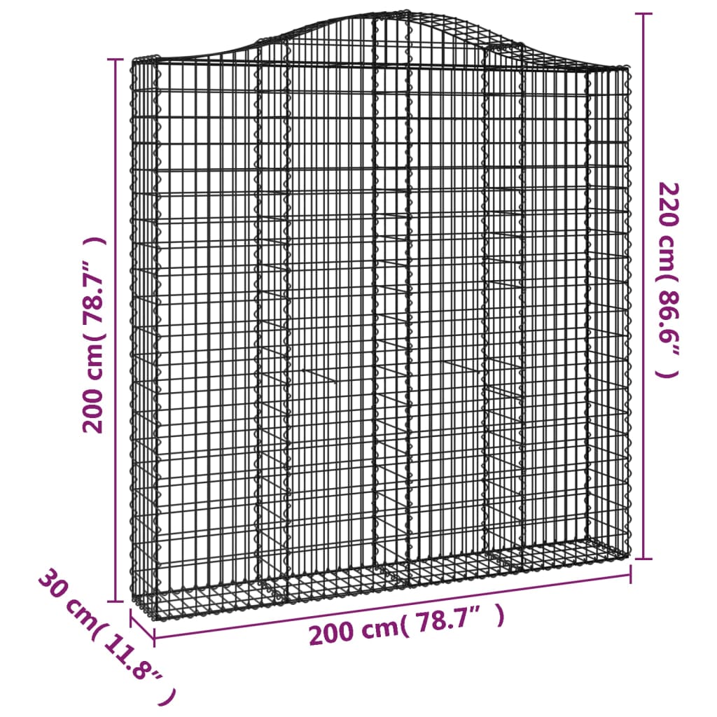 Cesti Gabbioni ad Arco 4 pz 200x30x200/220 cm Ferro Zincato