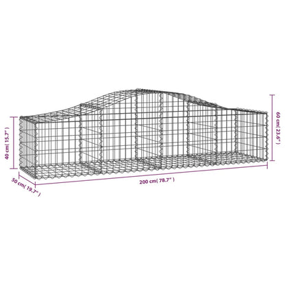 Cesti Gabbioni ad Arco 8 pz 200x50x40/60 cm Ferro Zincato - homemem39