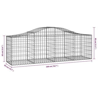 Cesti Gabbioni ad Arco 14 pz 200x50x60/80 cm Ferro Zincato - homemem39