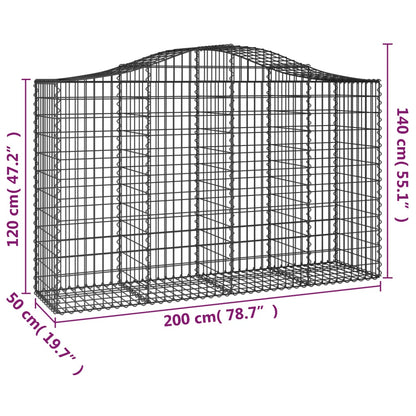 Cesti Gabbioni ad Arco 3 pz 200x50x120/140 cm Ferro Zincato - homemem39