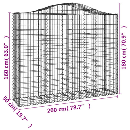 Cesti Gabbioni ad Arco 9 pz 200x50x160/180 cm Ferro Zincato - homemem39