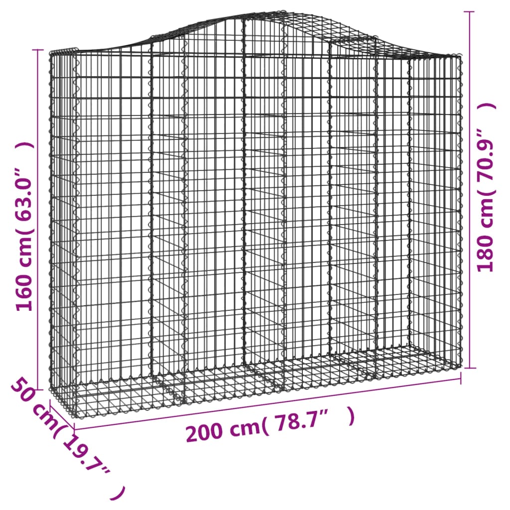 Cesti Gabbioni ad Arco 40 pz 200x50x160/180 cm Ferro Zincato