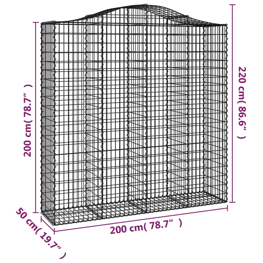 Cesti Gabbioni ad Arco 2 pz 200x50x200/220 cm Ferro Zincato