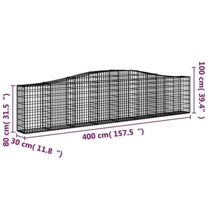 Cesti Gabbioni ad Arco 4 pz 400x30x80/100 cm Ferro Zincato - homemem39