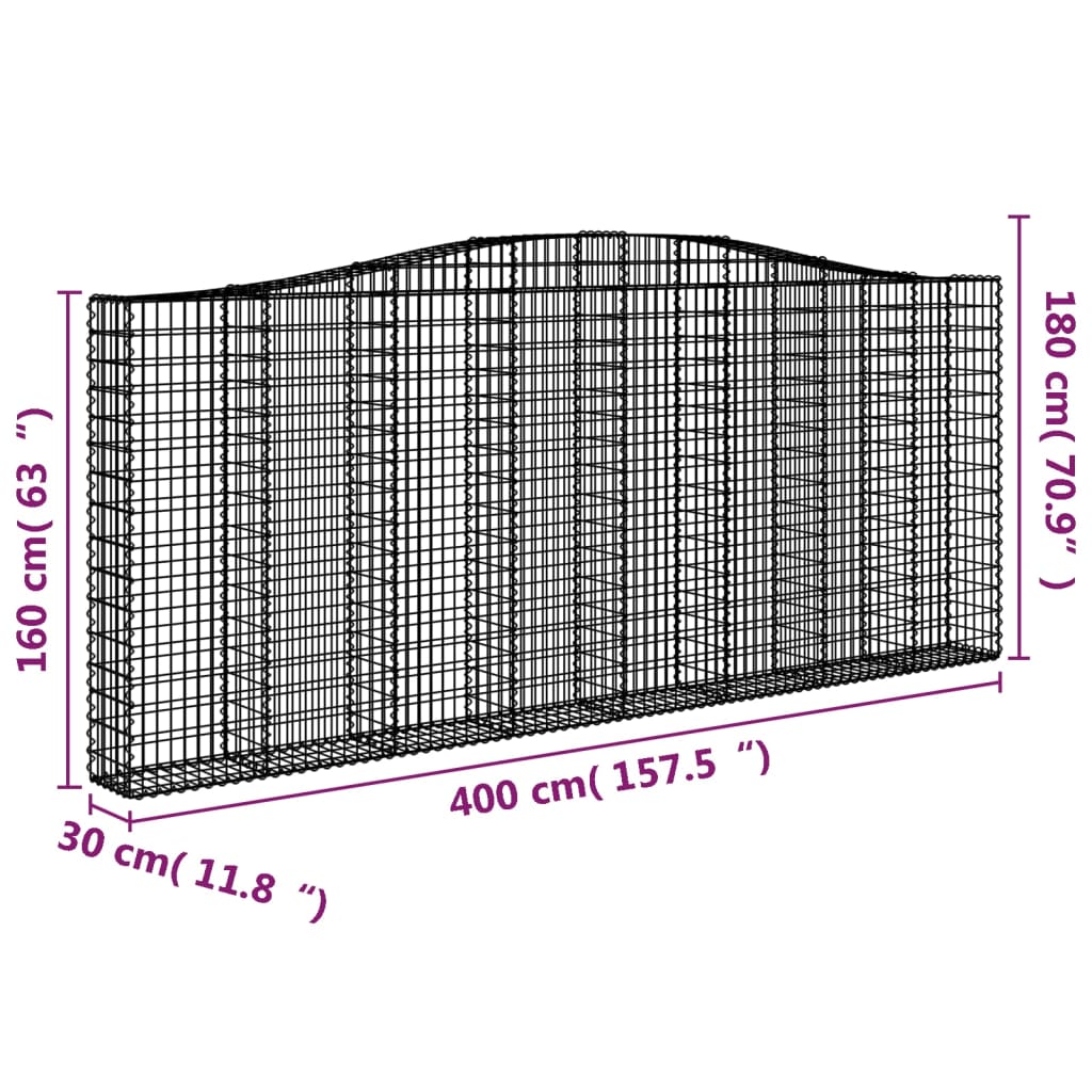 Cesti Gabbioni ad Arco 5 pz 400x30x160/180 cm Ferro Zincato - homemem39