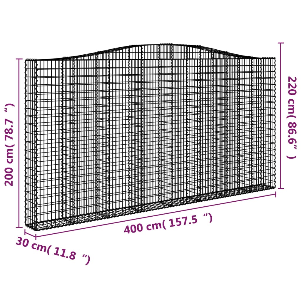 Cesti Gabbioni ad Arco 2 pz 400x30x200/220 cm Ferro Zincato - homemem39