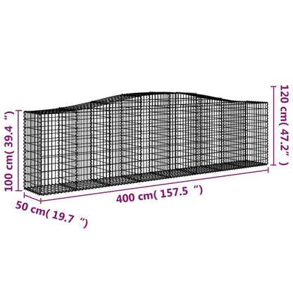 Cesti Gabbioni ad Arco 7 pz 400x50x100/120 cm Ferro Zincato - homemem39