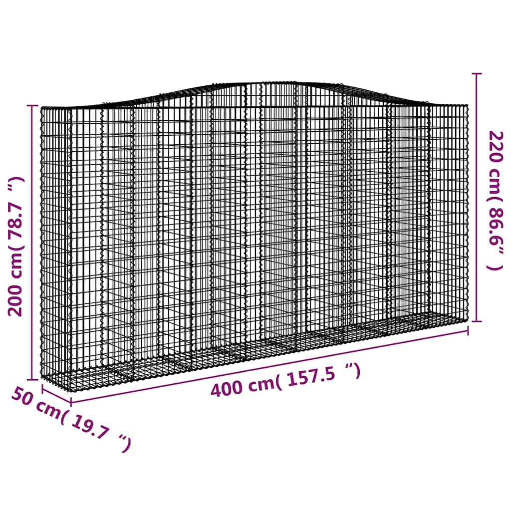 Cesti Gabbioni ad Arco 6 pz 400x50x200/220 cm Ferro Zincato | homemem39