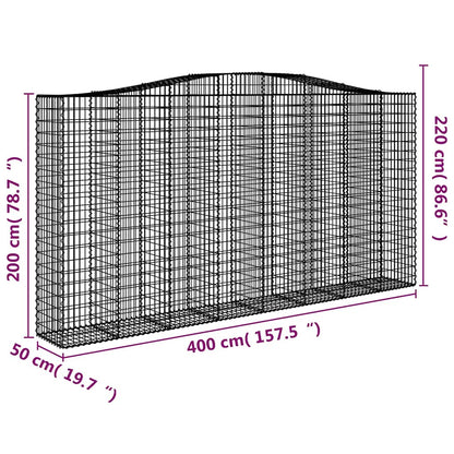Cesti Gabbioni ad Arco 6 pz 400x50x200/220 cm Ferro Zincato | homemem39