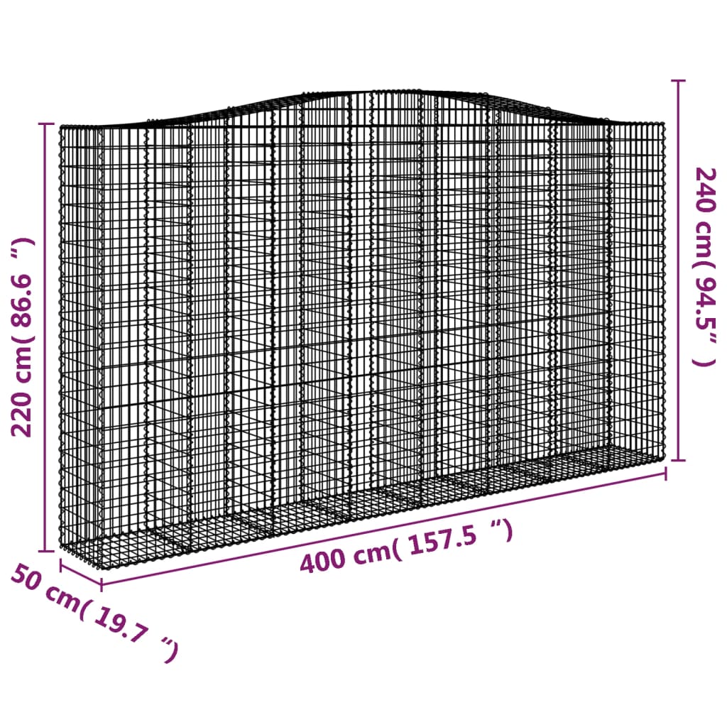 Cesti Gabbioni ad Arco 2 pz 400x50x220/240 cm Ferro Zincato - homemem39