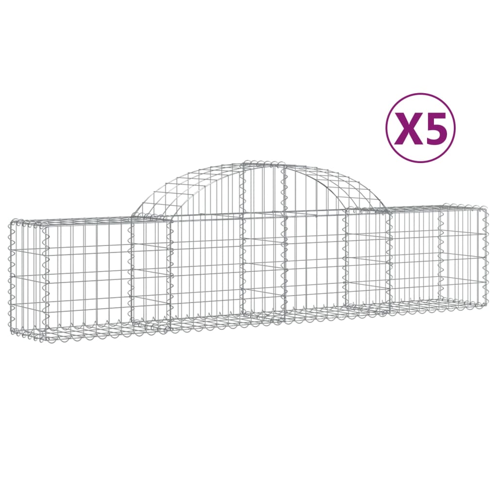 Cesti Gabbioni ad Arco 5 pz 200x30x40/60 cm Ferro Zincato | homemem39