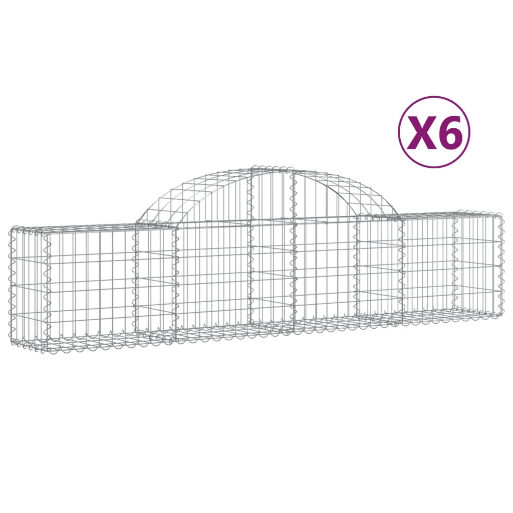 Cesti Gabbioni ad Arco 6 pz 200x30x40/60 cm Ferro Zincato | homemem39
