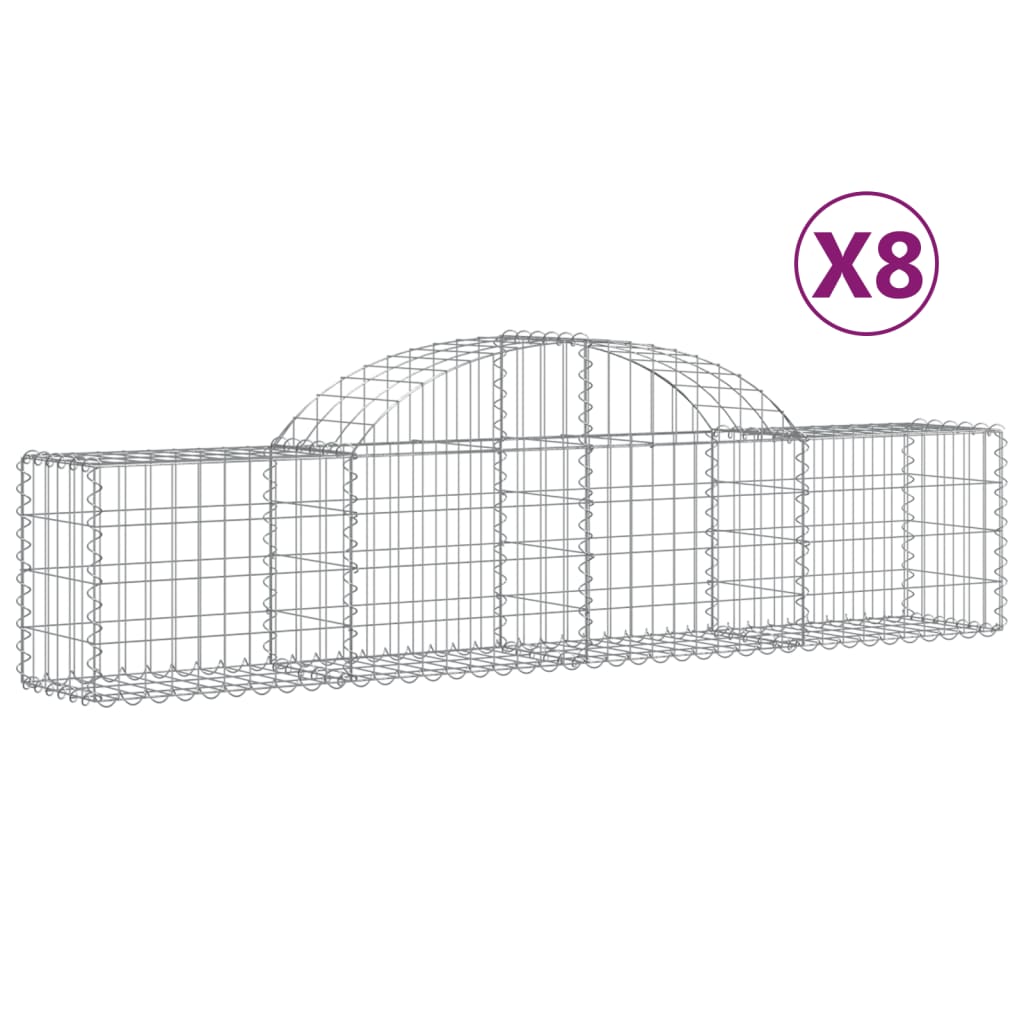 Cesti Gabbioni ad Arco 8 pz 200x30x40/60 cm Ferro Zincato | homemem39