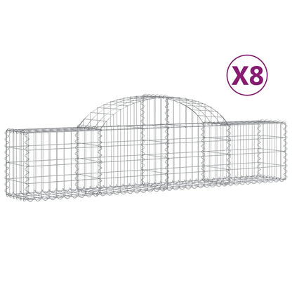 Cesti Gabbioni ad Arco 8 pz 200x30x40/60 cm Ferro Zincato | homemem39