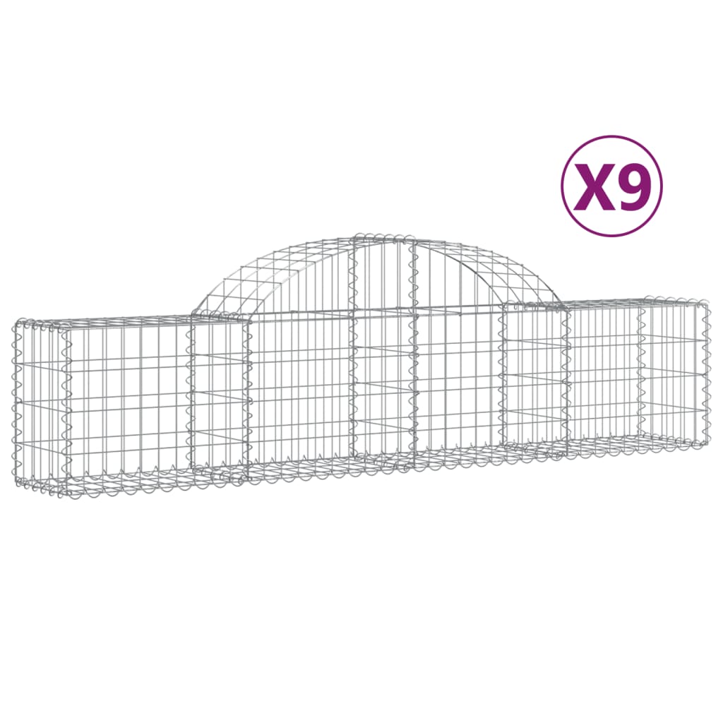 Cesti Gabbioni ad Arco 9 pz 200x30x40/60 cm Ferro Zincato | homemem39