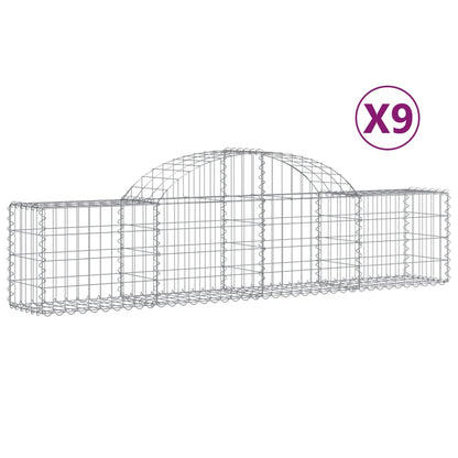 Cesti Gabbioni ad Arco 9 pz 200x30x40/60 cm Ferro Zincato | homemem39